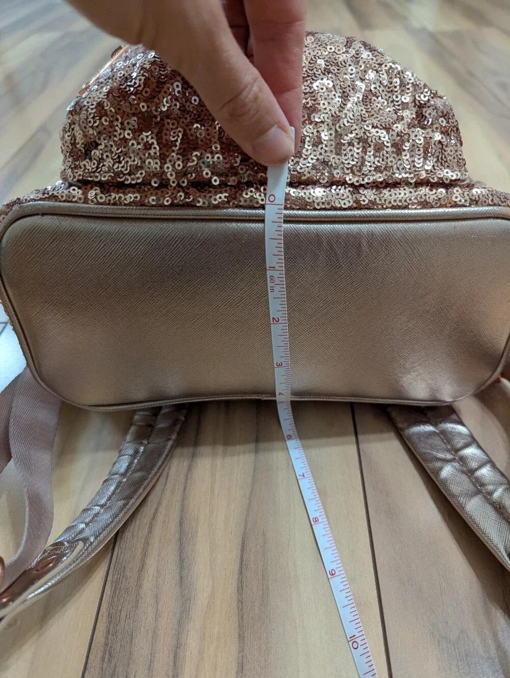Loungefly Disney Parks Mickey Mouse Ears Rose Gold Sequin Mini Backpack